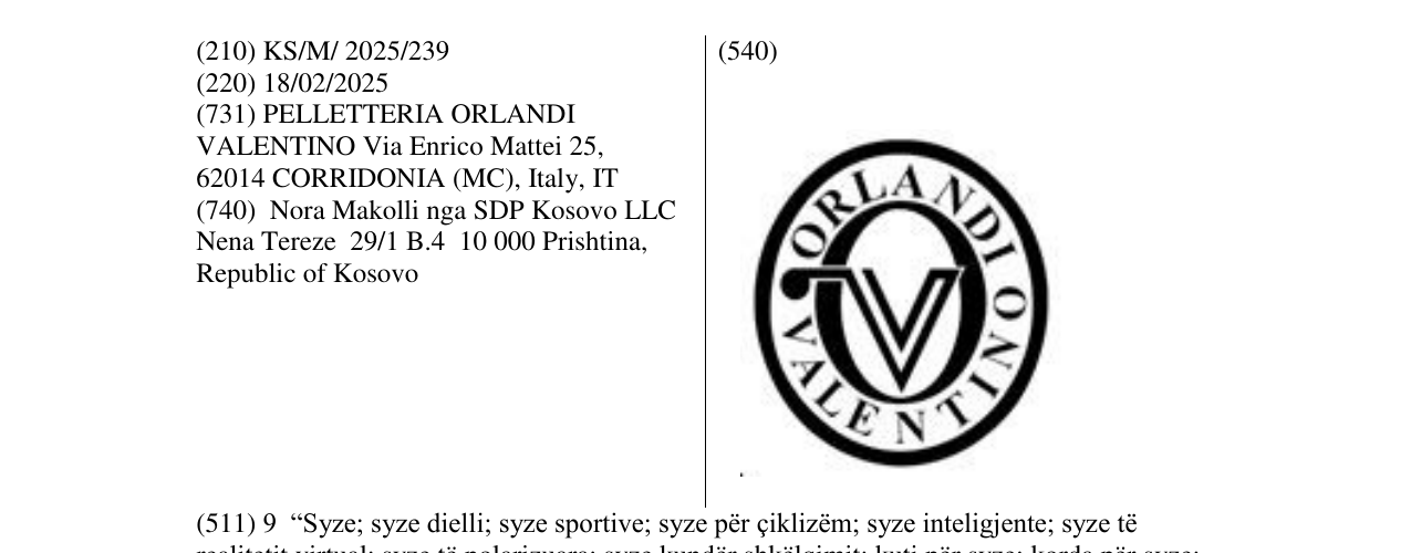 Zëri i markës ORLANDI VALENTINO në buletin