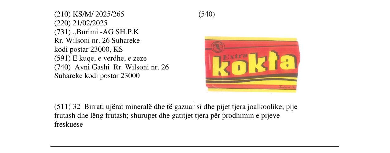 Zëri i markës Kokta në buletin