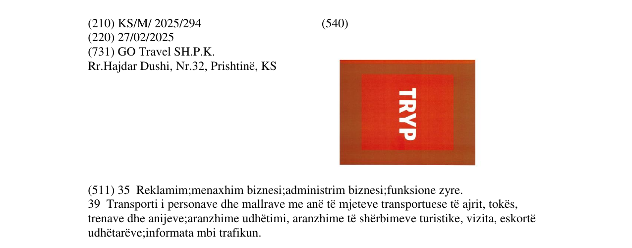 Zëri i markës TRYP në buletin