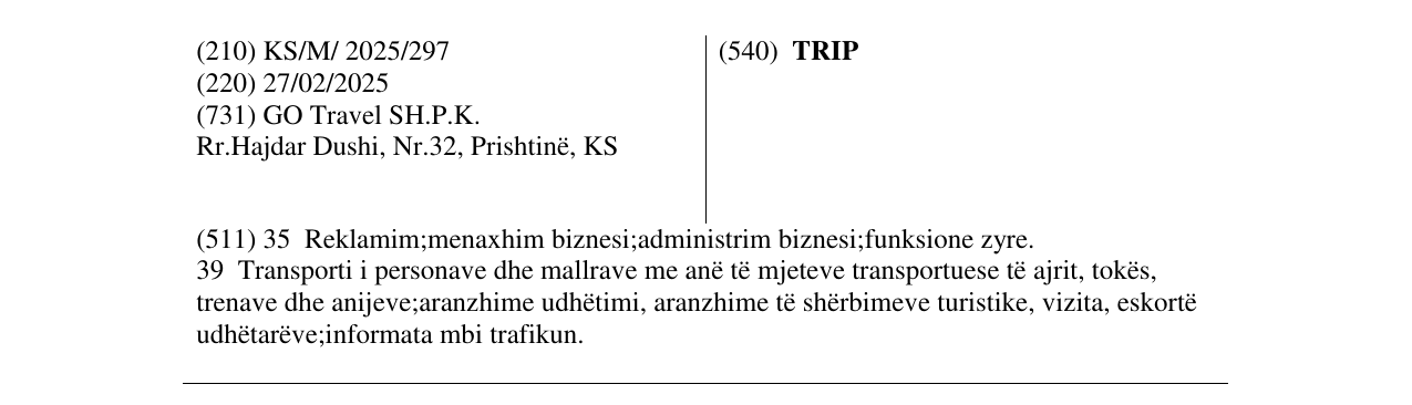 Zëri i markës TRIP në buletin