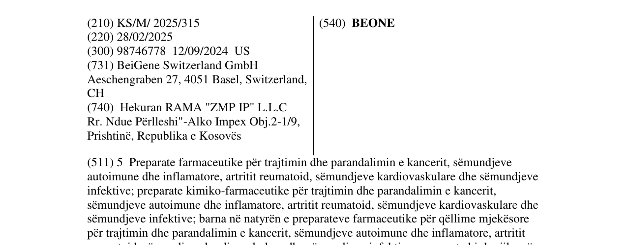 Zëri i markës BEONE në buletin