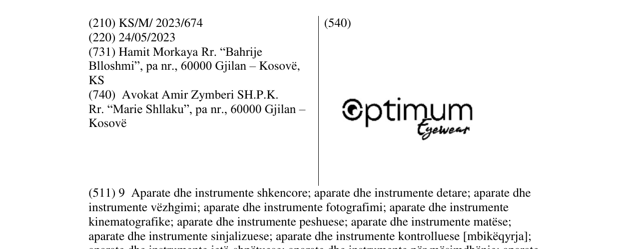Zëri i markës OPTIMUM në buletin