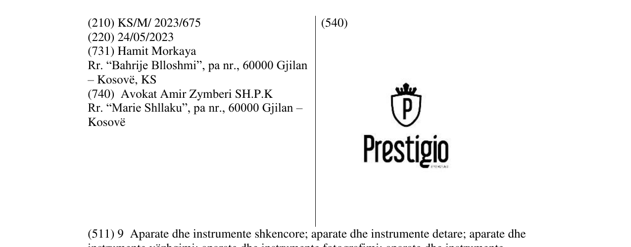 Zëri i markës PRESTIGIO në buletin