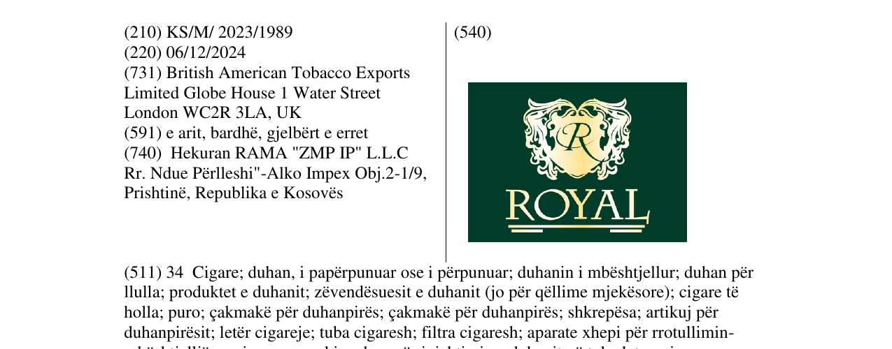 Zëri i markës ROYAL në buletin