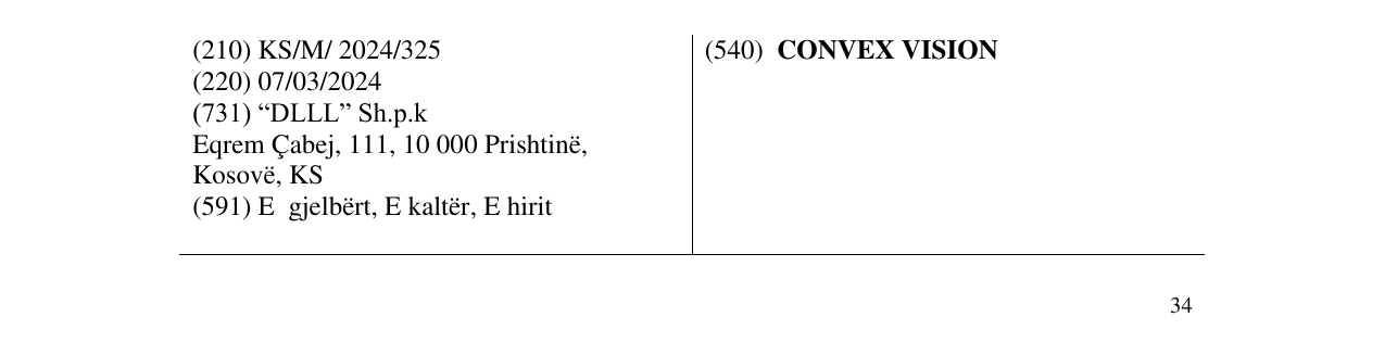 Zëri i markës CONVEX VISION në buletin