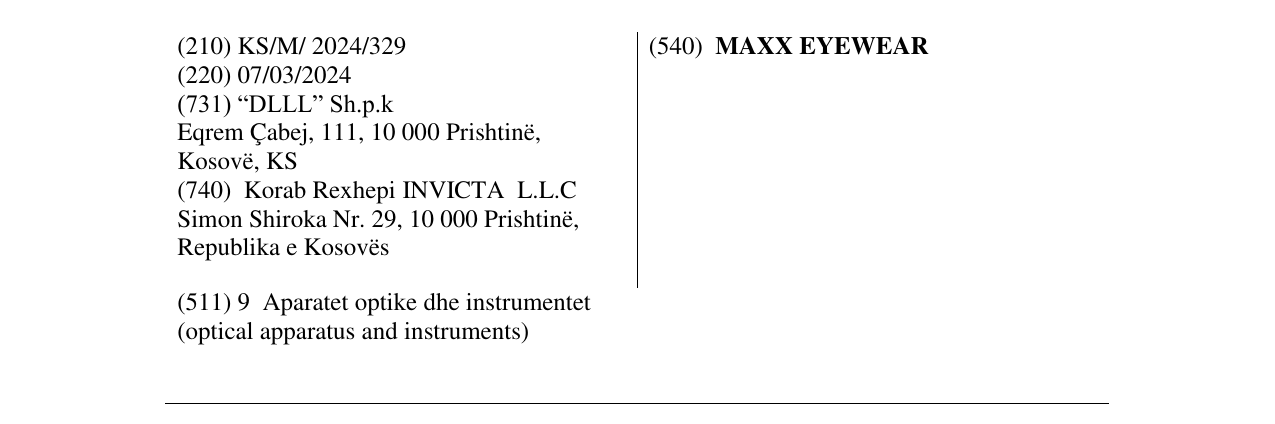 Zëri i markës MAXX EYEWEAR në buletin