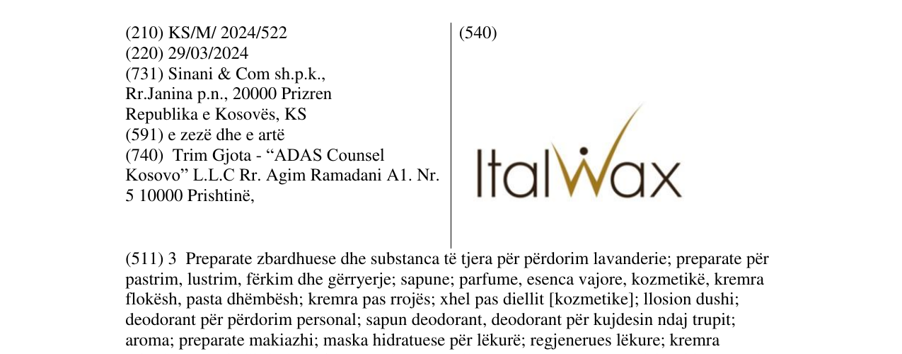 Zëri i markës Italwax në buletin