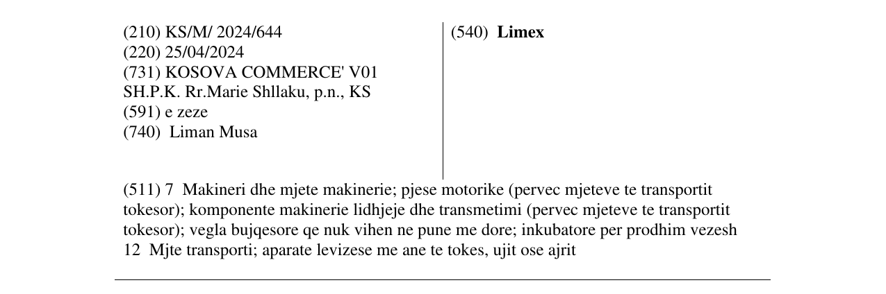 Zëri i markës Limex në buletin
