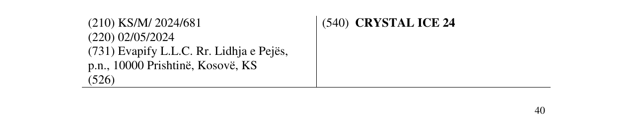 Zëri i markës CRYSTAL ICE 24 në buletin