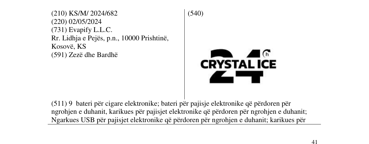 Zëri i markës CRYSTAL ICE 24 në buletin