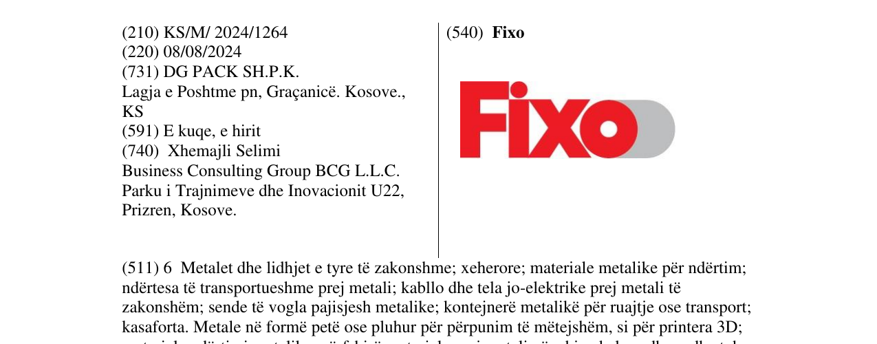Zëri i markës Fixo në buletin