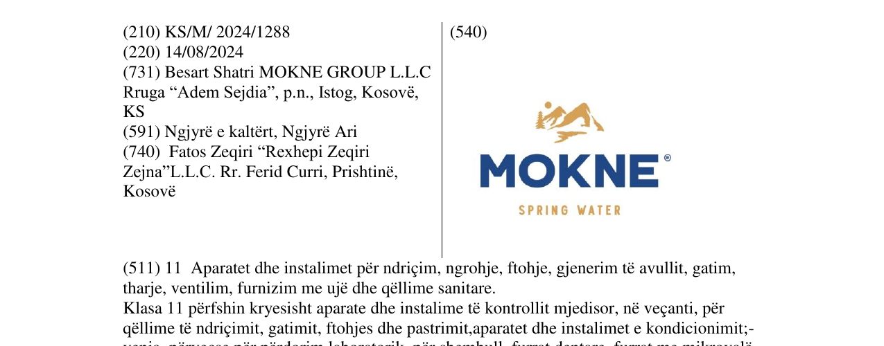 Zëri i markës MOKNE në buletin