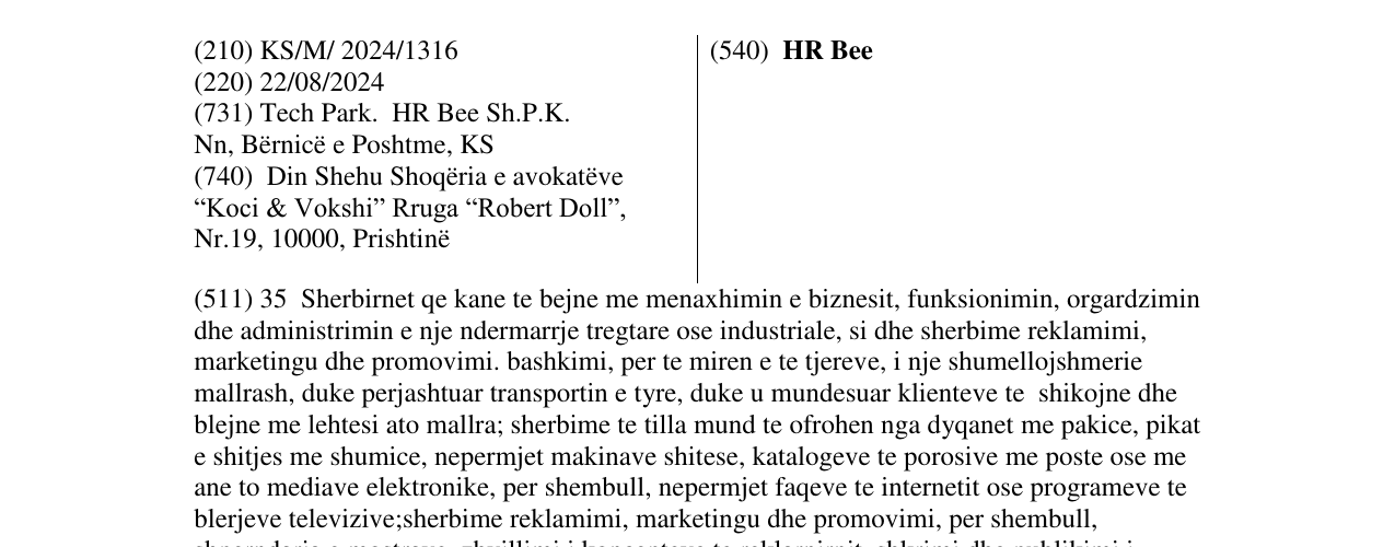 Zëri i markës HR Bee në buletin