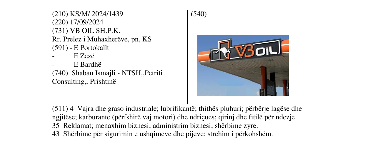 Zëri i markës VB oil në buletin