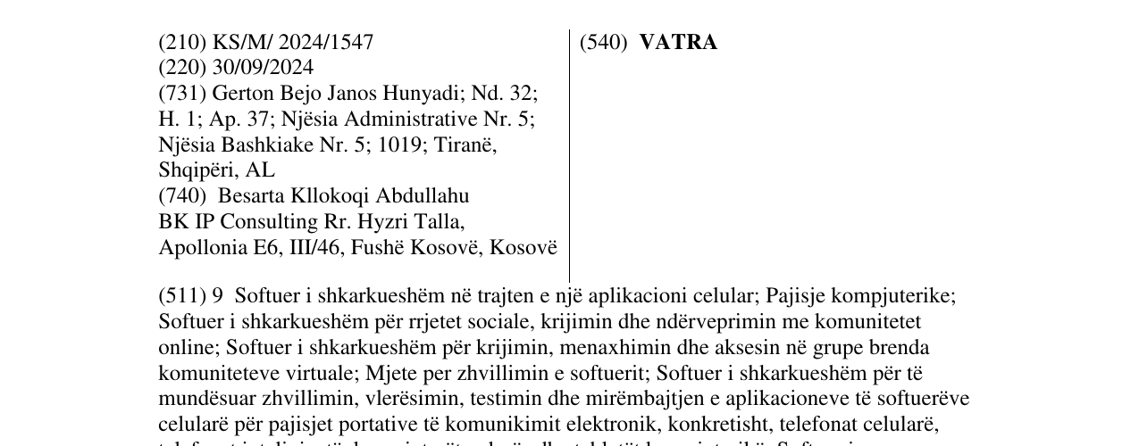 Zëri i markës VATRA në buletin
