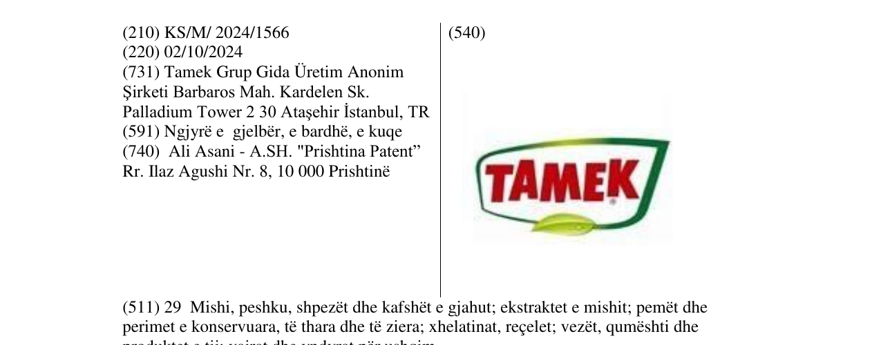 Zëri i markës TAMEK në buletin