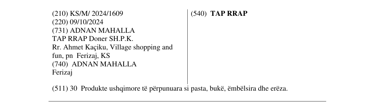 Zëri i markës TAP RRAP në buletin