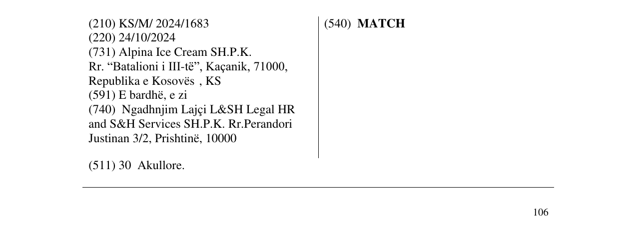 Zëri i markës MATCH në buletin