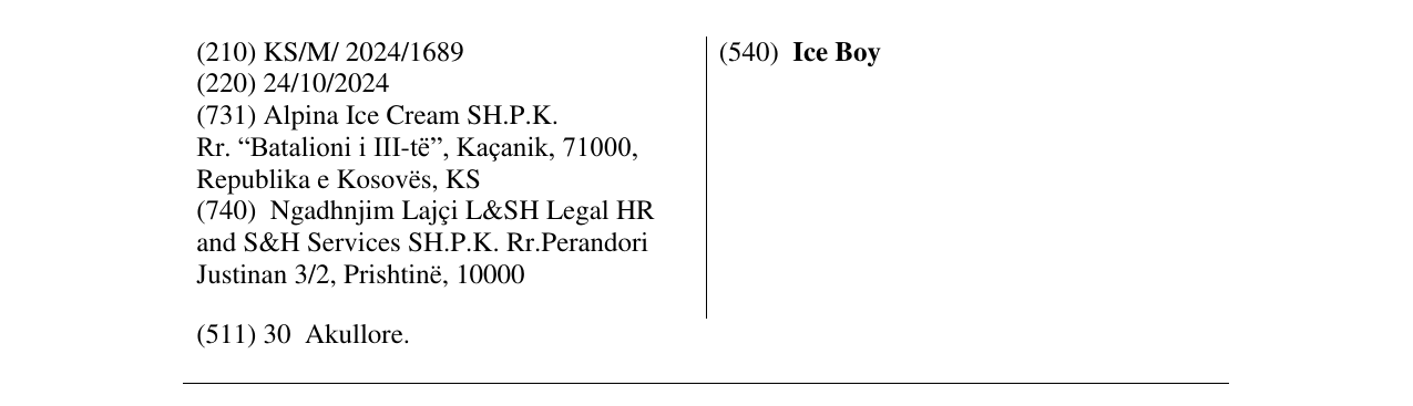 Zëri i markës Ice Boy në buletin