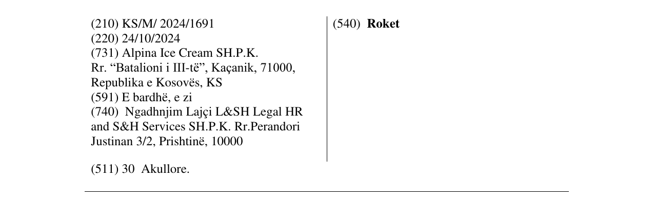 Zëri i markës Roket në buletin