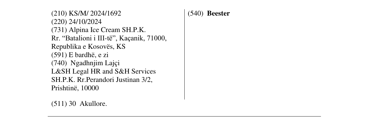 Zëri i markës Beester në buletin