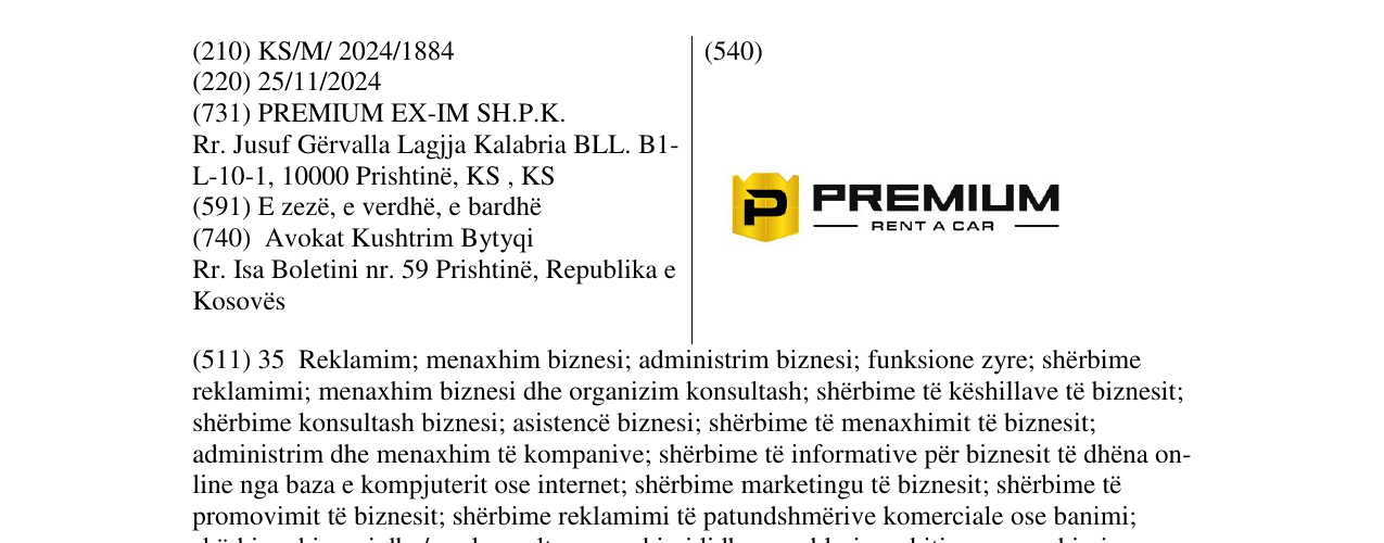 Zëri i markës PREMIUM RENT A CAR në buletin