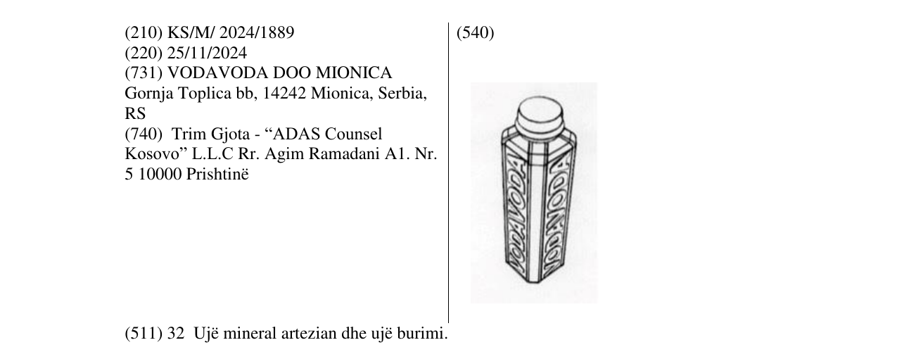 Zëri i markës VODAVODA në buletin
