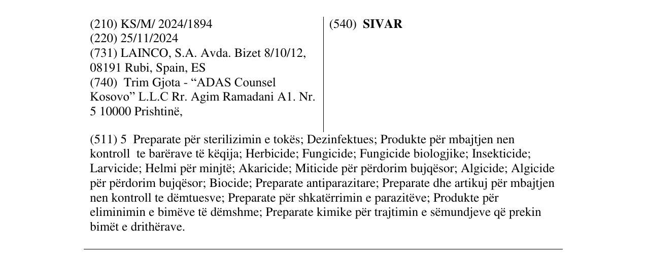 Zëri i markës SIVAR në buletin