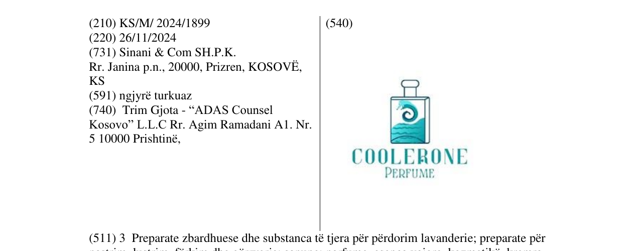 Zëri i markës COOLERONE PERFUME në buletin