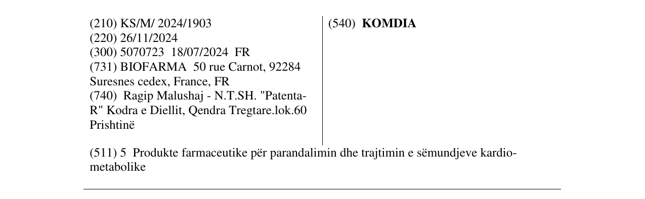 Zëri i markës KOMDIA në buletin