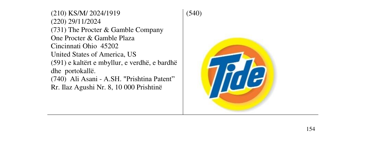 Zëri i markës Tide në buletin