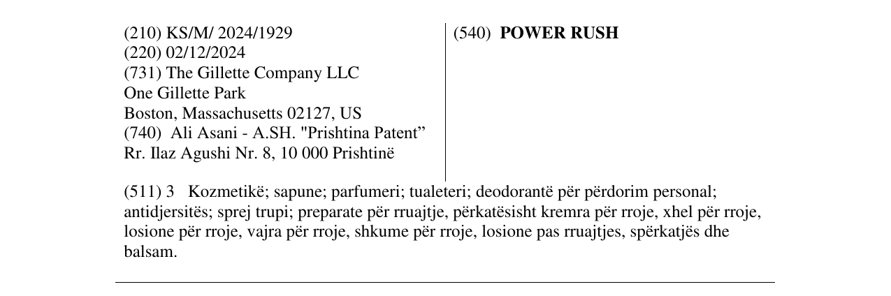 Zëri i markës POWER RUSH në buletin