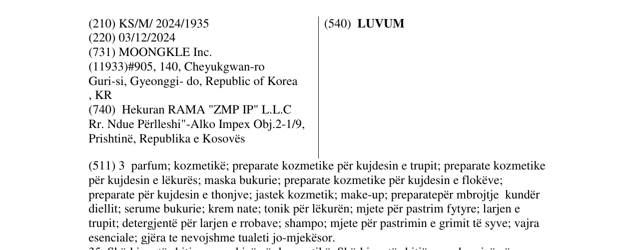 Zëri i markës LUVUM në buletin