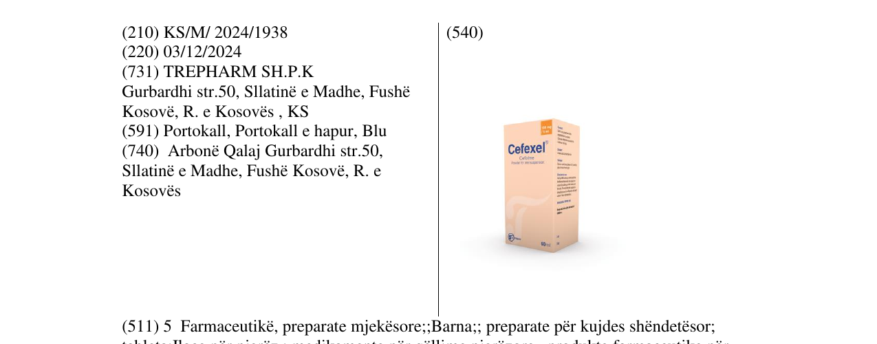 Zëri i markës Cefexel 100ml/5ml në buletin