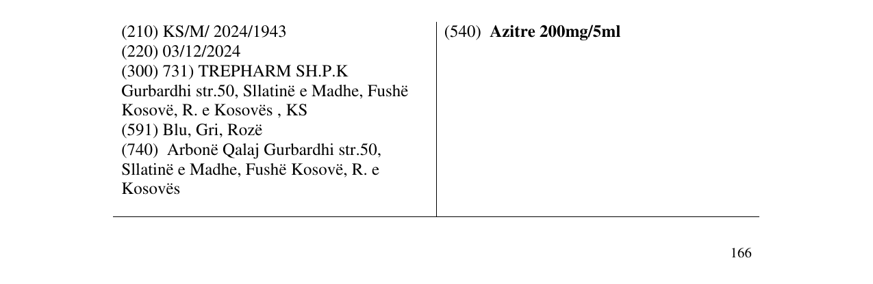 Zëri i markës Azitre 200mg/5ml në buletin