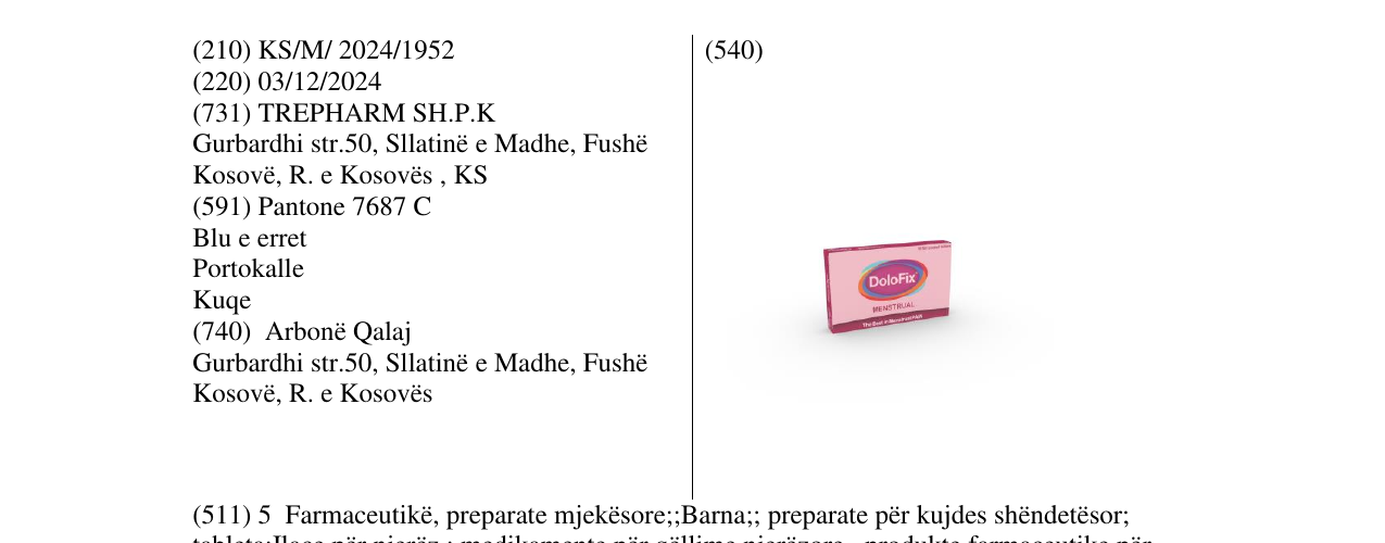 Zëri i markës DoloFix MENSTRUAL në buletin