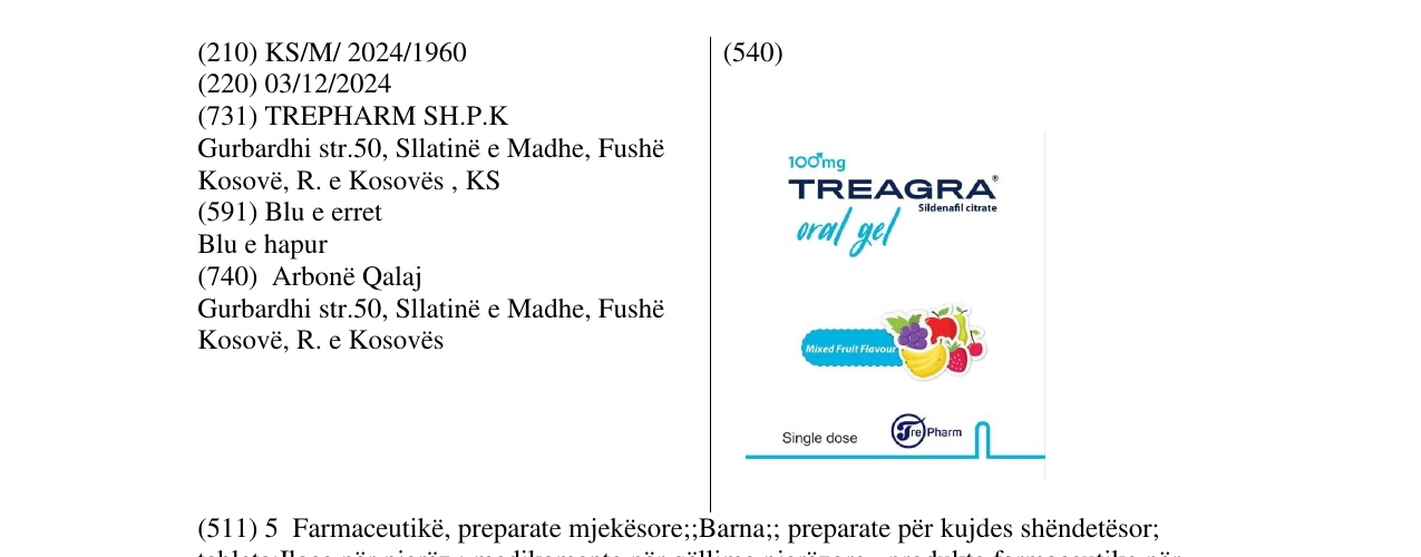 Zëri i markës TREAGRA në buletin
