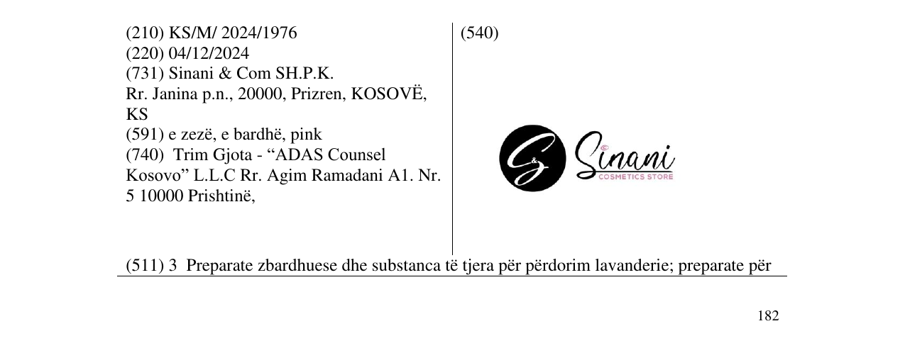 Zëri i markës Sinani COSMETIC STORE në buletin