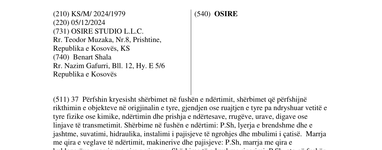 Zëri i markës OSIRE në buletin