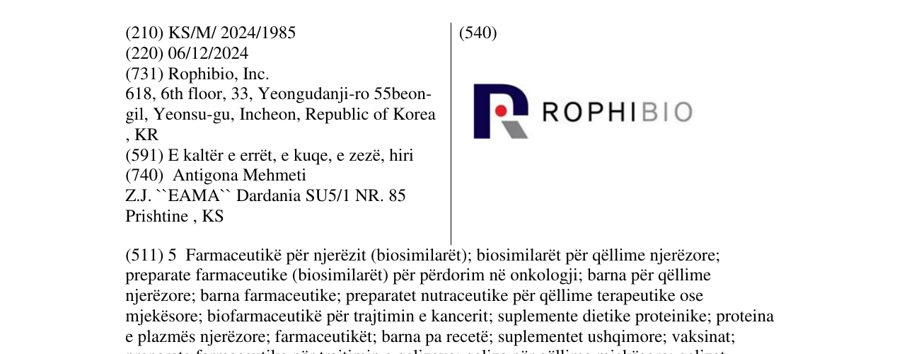 Zëri i markës ROPHIBIO në buletin