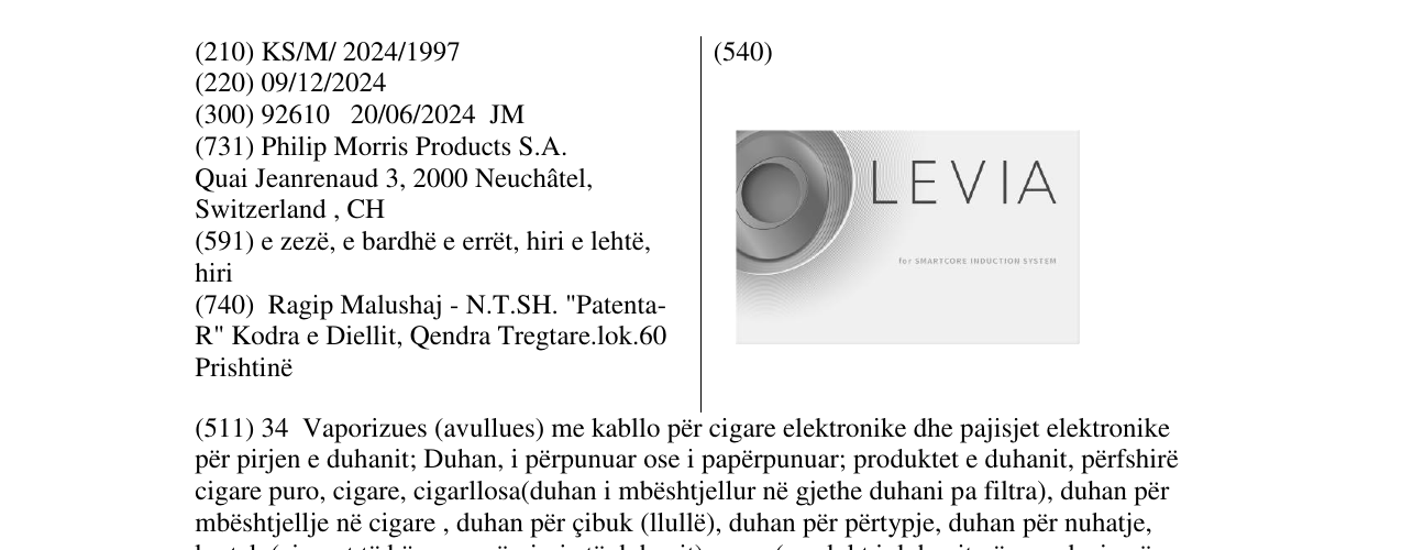 Zëri i markës LEVIA në buletin