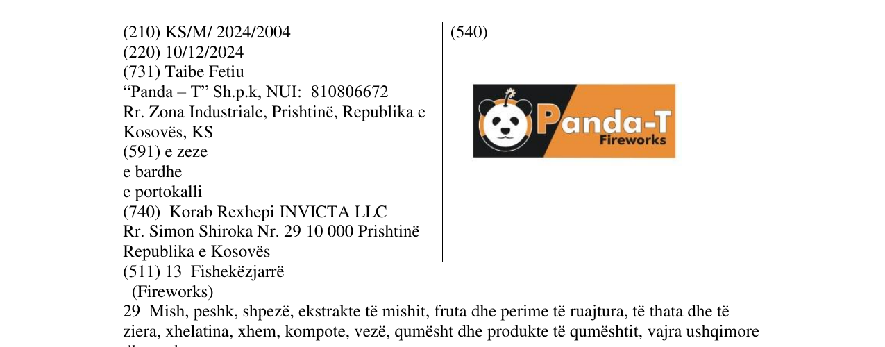 Zëri i markës Panda-T në buletin
