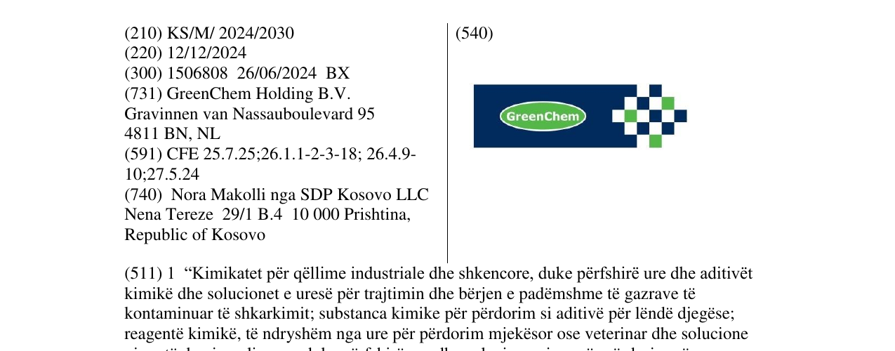 Zëri i markës Green Chem në buletin