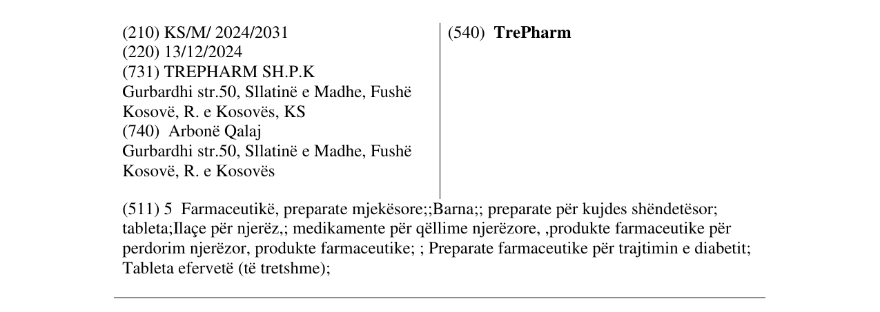 Zëri i markës TrePharm në buletin