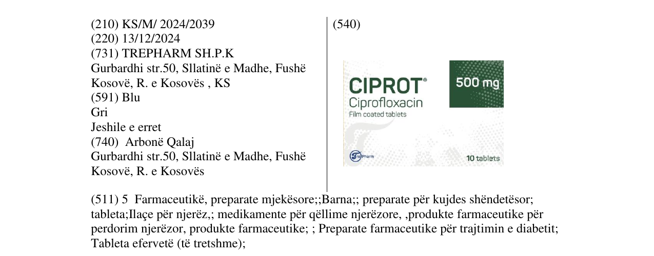 Zëri i markës CIPROT 500mg në buletin