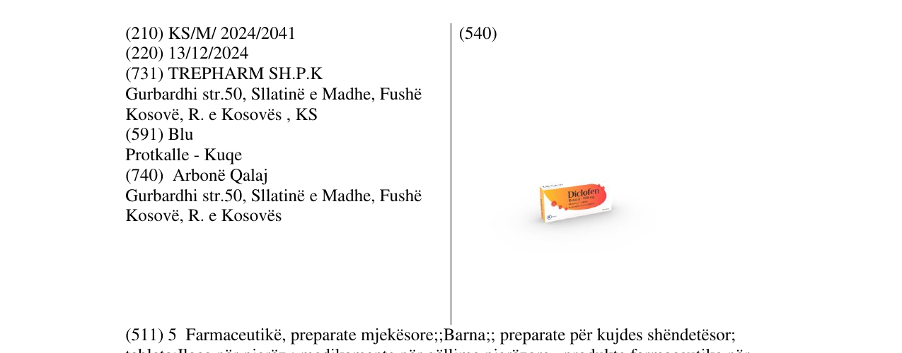 Zëri i markës Diclofen 100mg në buletin