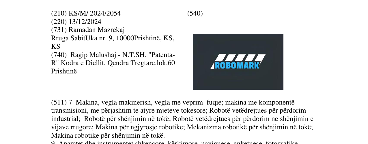 Zëri i markës ROBOMARK në buletin