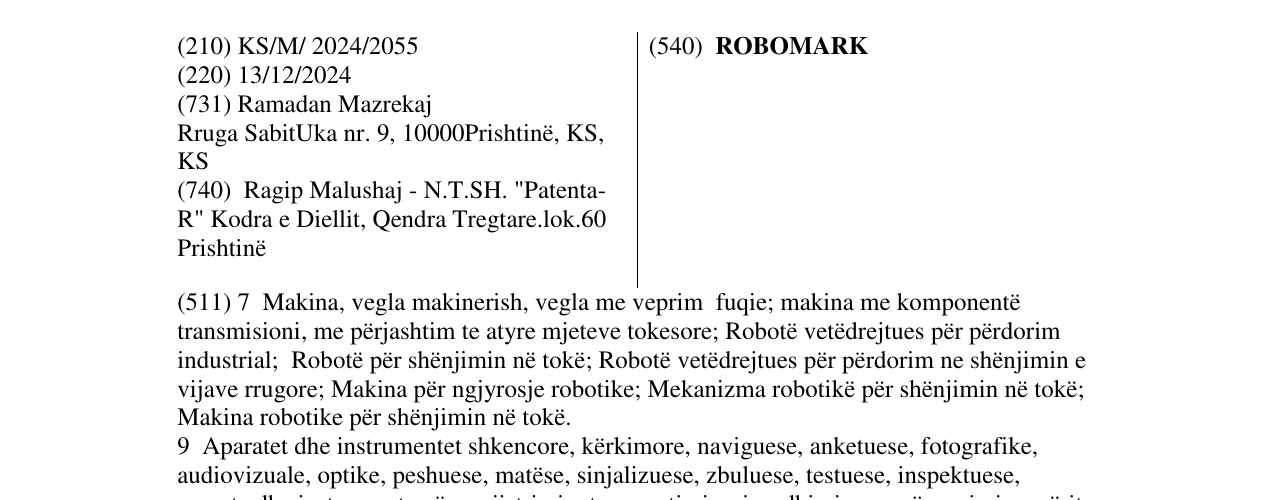 Zëri i markës ROBOMARK në buletin