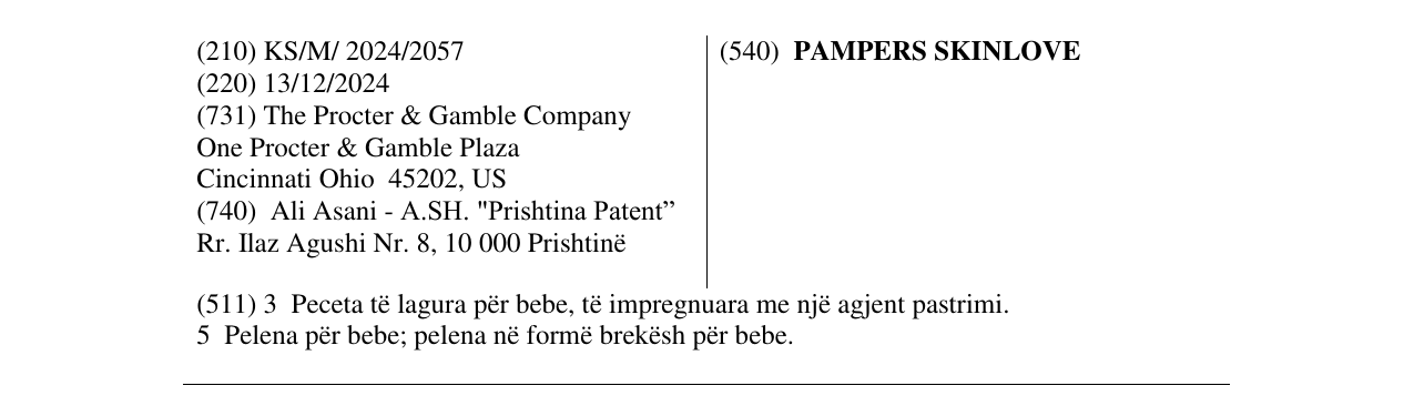 Zëri i markës PAMPERS SKINLOVE në buletin