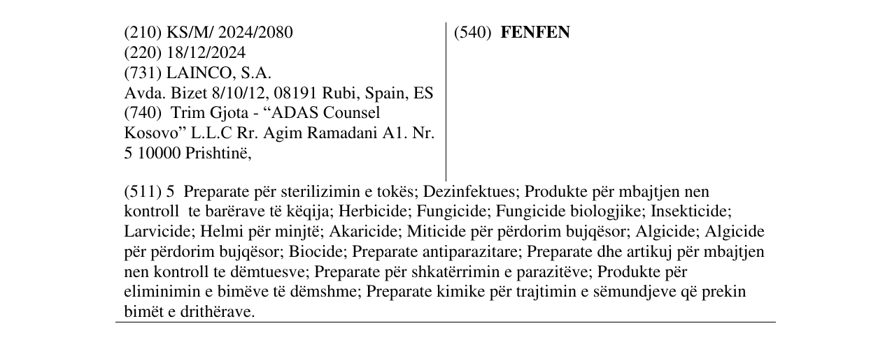 Zëri i markës FENFEN në buletin